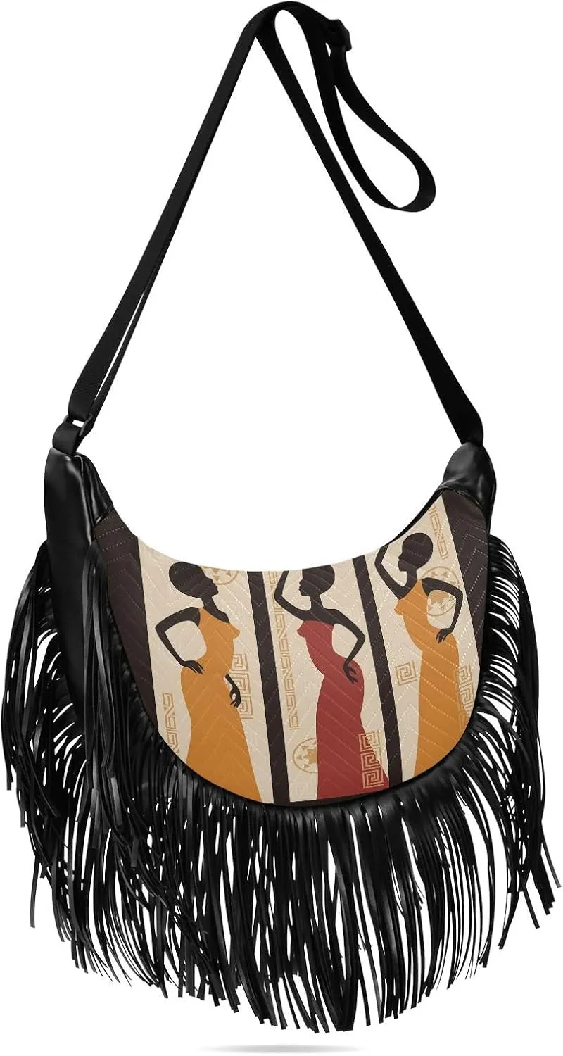 Women's PU Leather Chain Cross Body Bag, Shoulder Handbag Purse with Tassel for Ladies