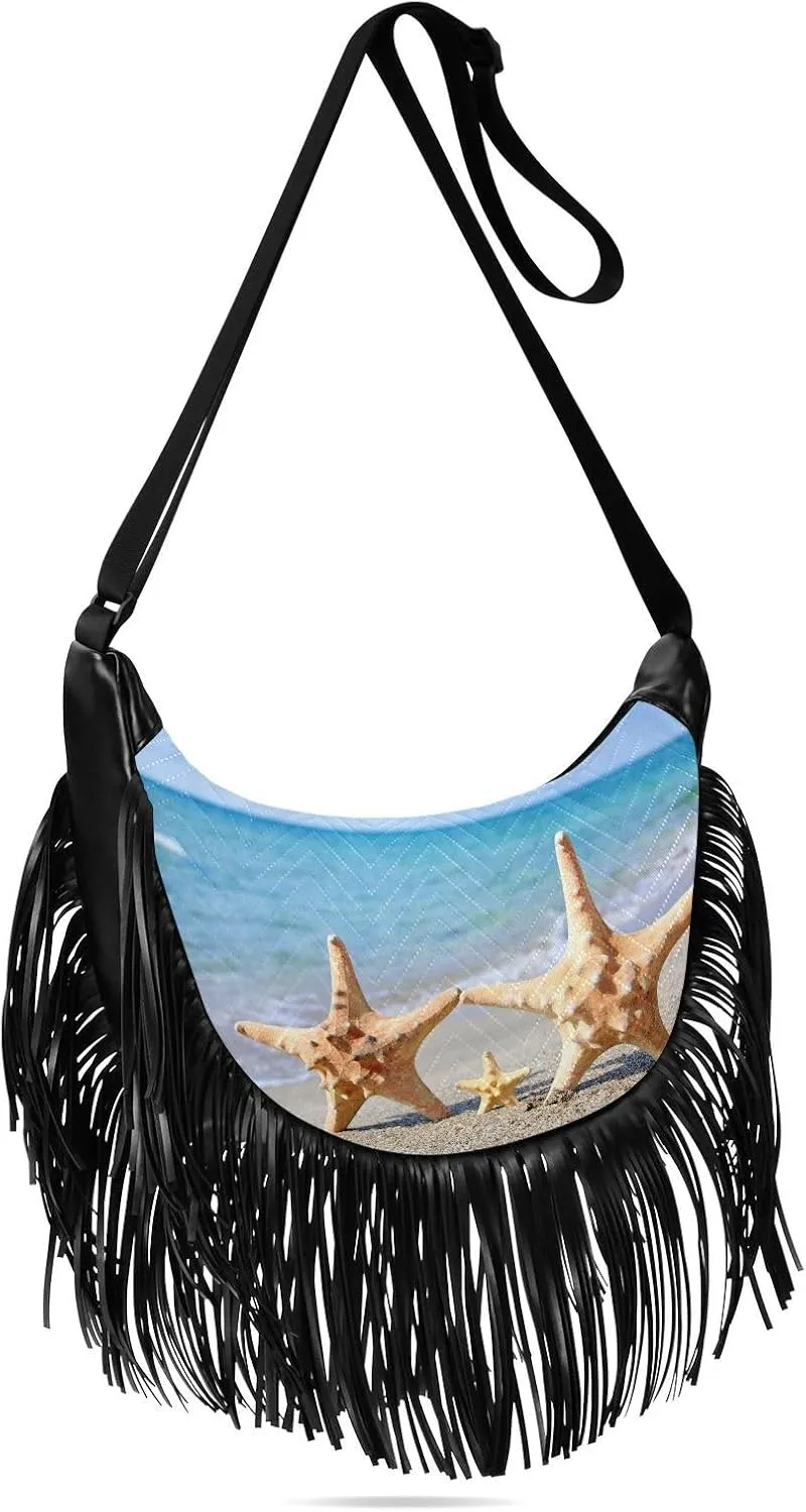 Women's PU Leather Chain Cross Body Bag, Shoulder Handbag Purse with Tassel for Ladies