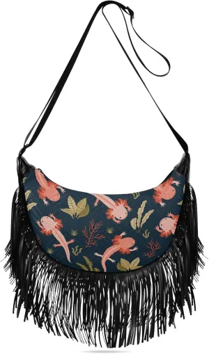 Women's PU Leather Chain Cross Body Bag, Shoulder Handbag Purse with Tassel for Ladies