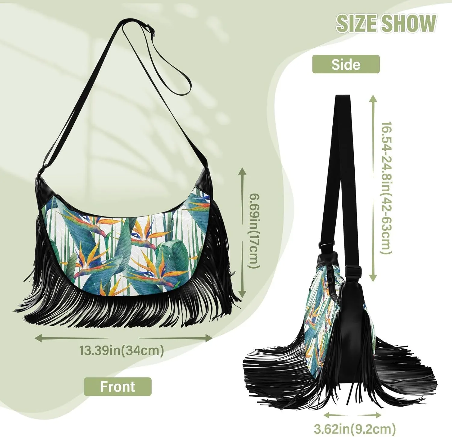 Women's PU Leather Chain Cross Body Bag, Shoulder Handbag Purse with Tassel for Ladies