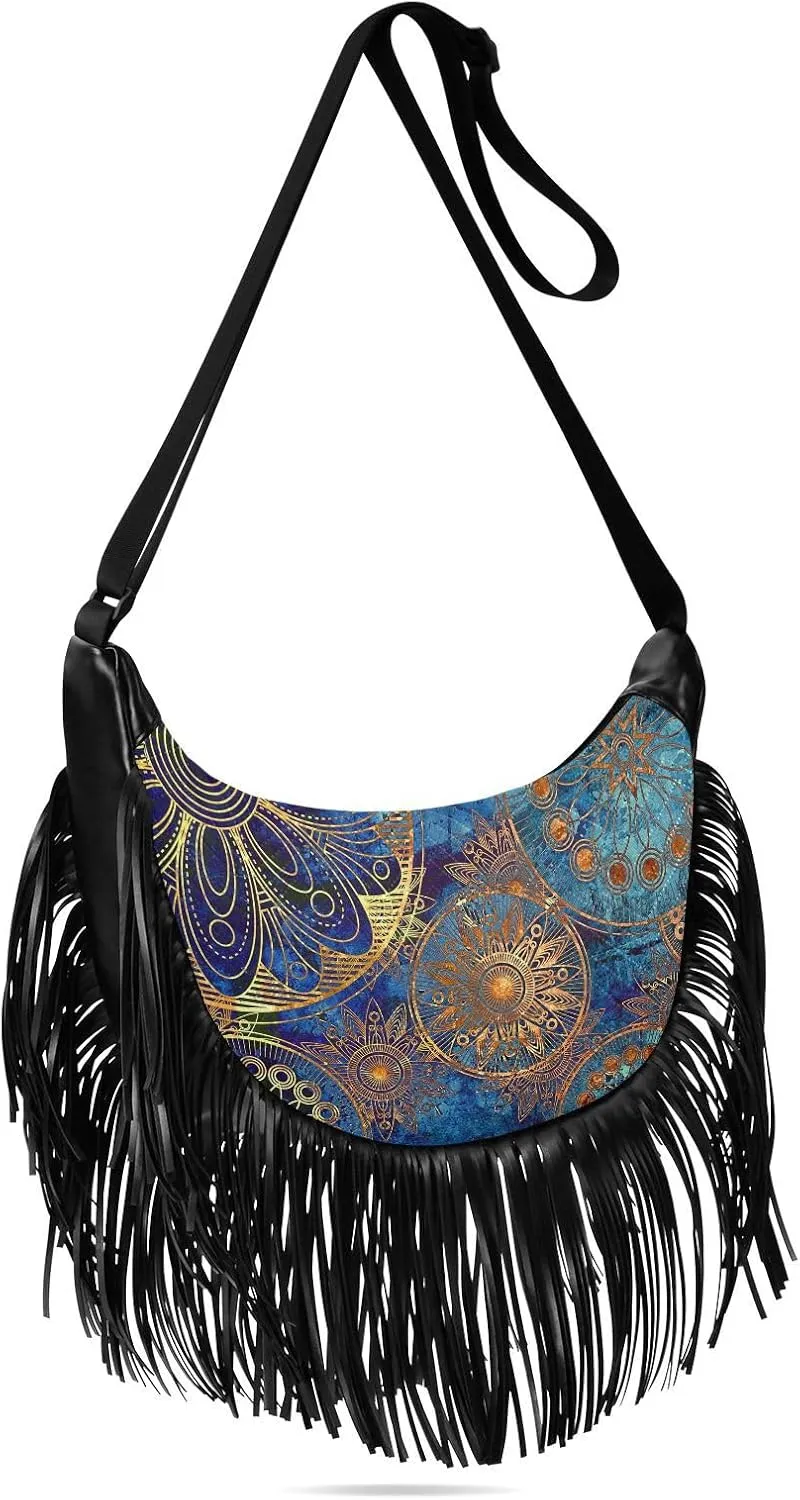 Women's PU Leather Chain Cross Body Bag, Shoulder Handbag Purse with Tassel for Ladies