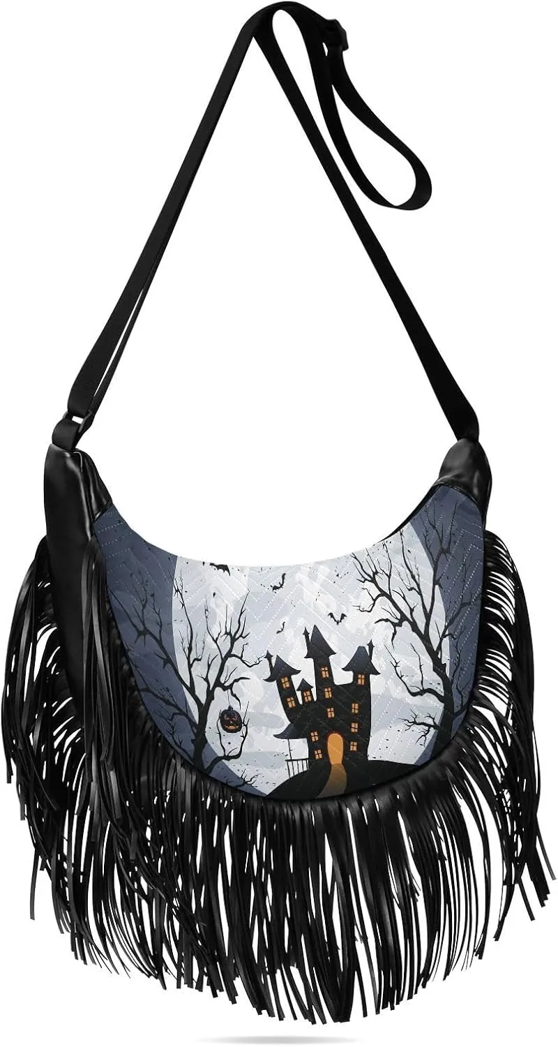 Women's PU Leather Chain Cross Body Bag, Shoulder Handbag Purse with Tassel for Ladies