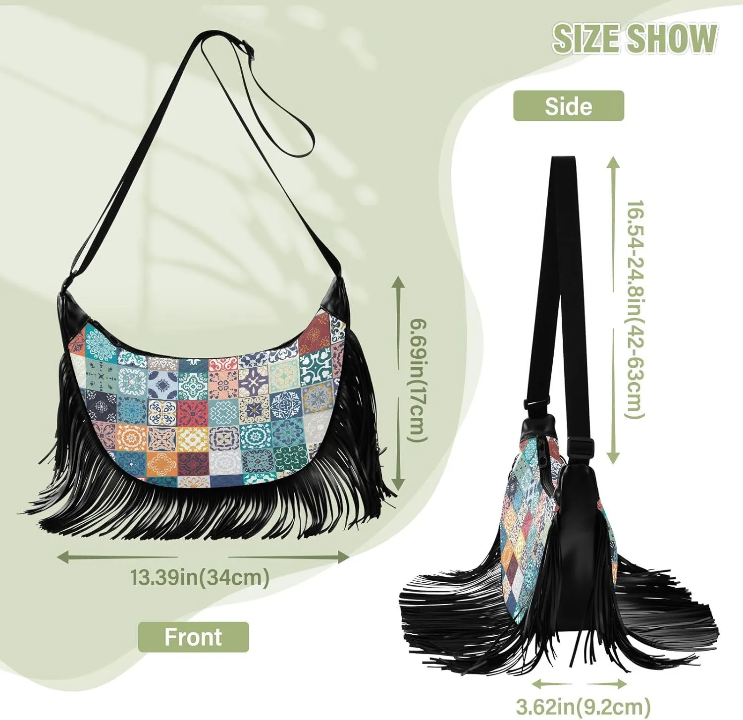 Women's PU Leather Chain Cross Body Bag, Shoulder Handbag Purse with Tassel for Ladies