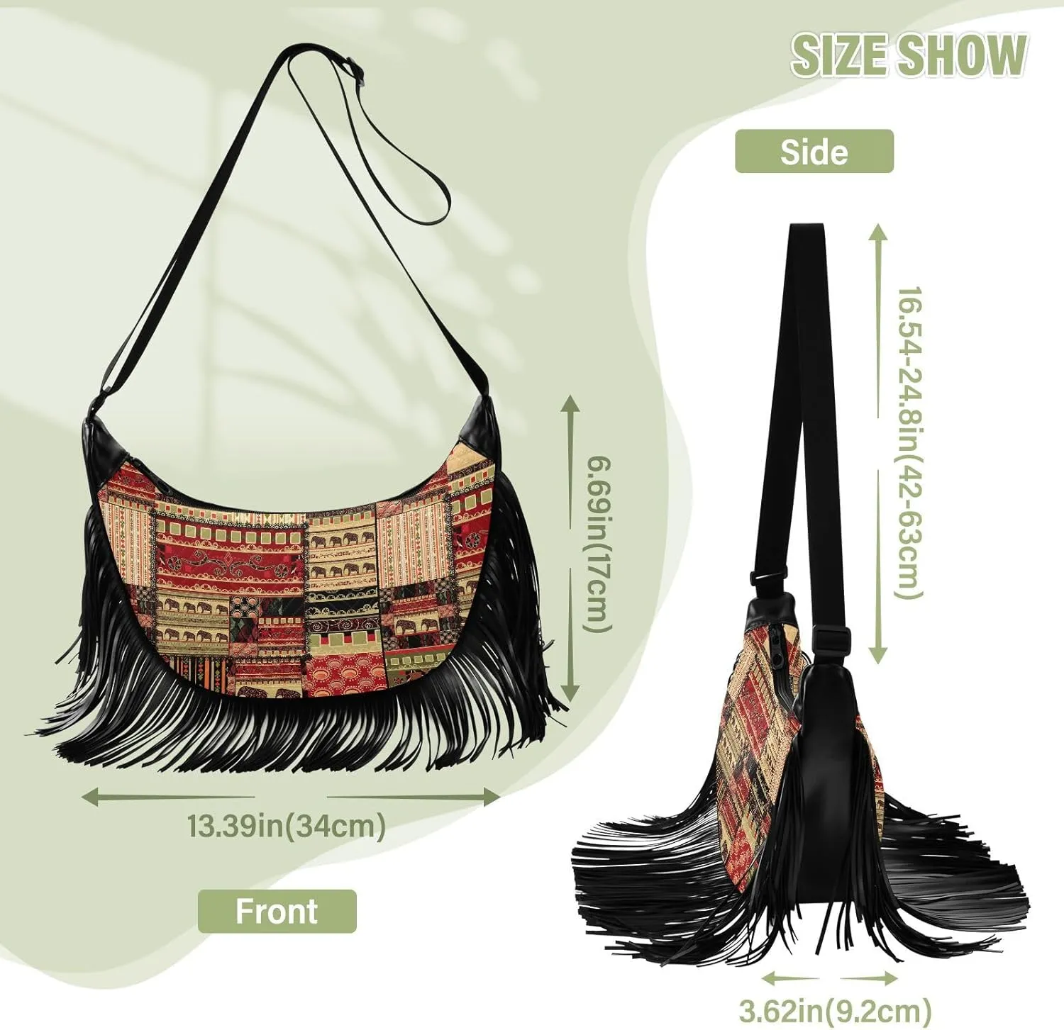 Women's PU Leather Chain Cross Body Bag, Shoulder Handbag Purse with Tassel for Ladies