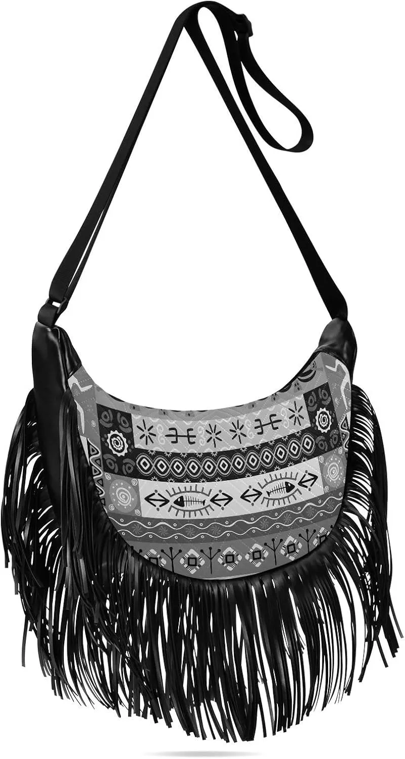 Women's PU Leather Chain Cross Body Bag, Shoulder Handbag Purse with Tassel for Ladies