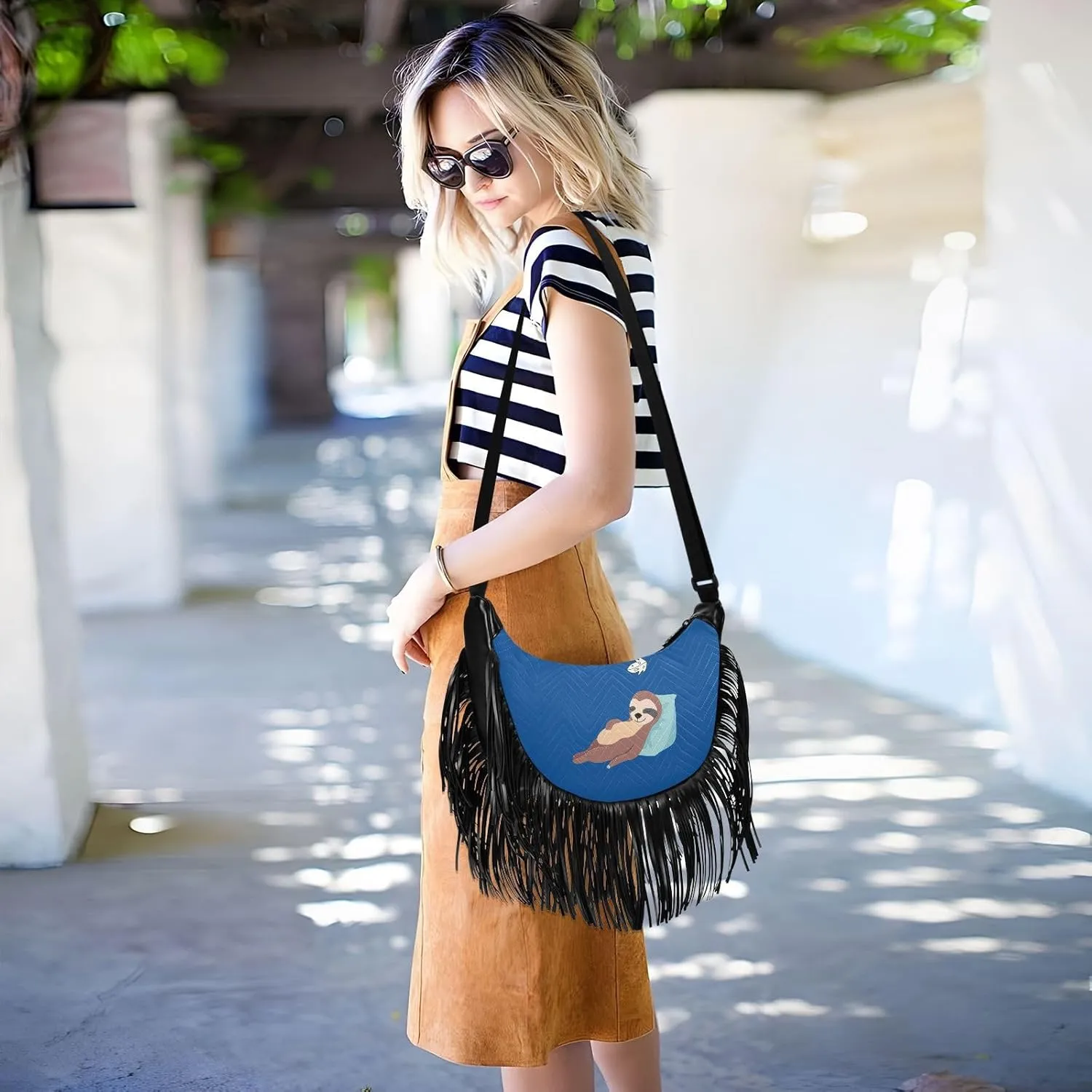 Women's PU Leather Chain Cross Body Bag, Shoulder Handbag Purse with Tassel for Ladies