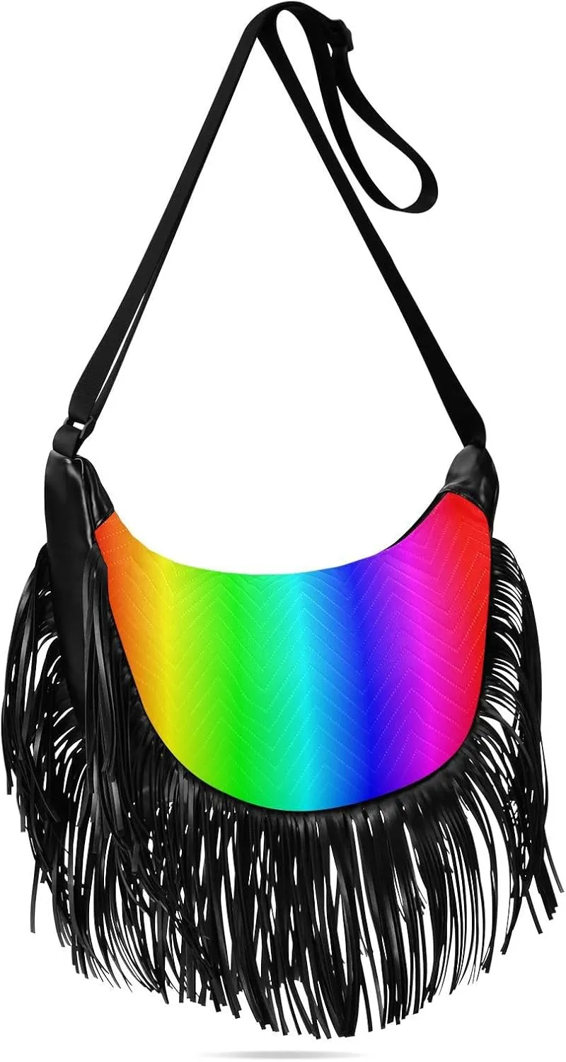 Women's PU Leather Chain Cross Body Bag, Shoulder Handbag Purse with Tassel for Ladies