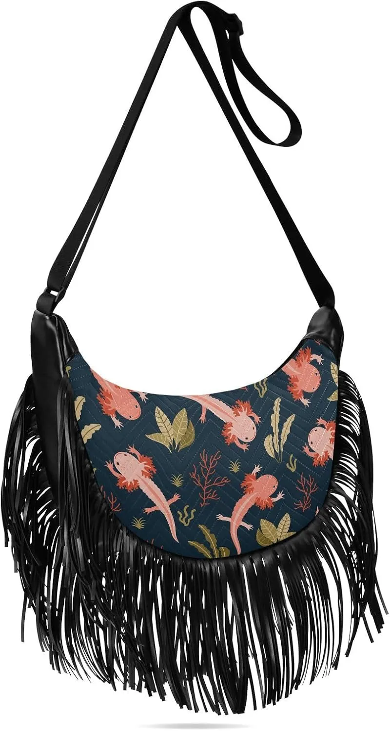 Women's PU Leather Chain Cross Body Bag, Shoulder Handbag Purse with Tassel for Ladies
