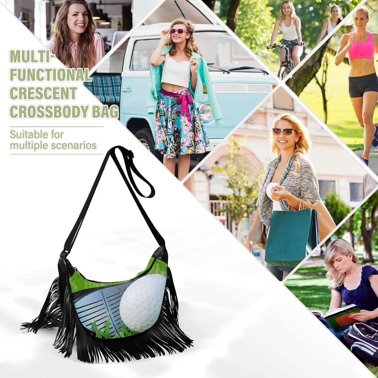 Women's PU Leather Chain Cross Body Bag, Shoulder Handbag Purse with Tassel for Ladies