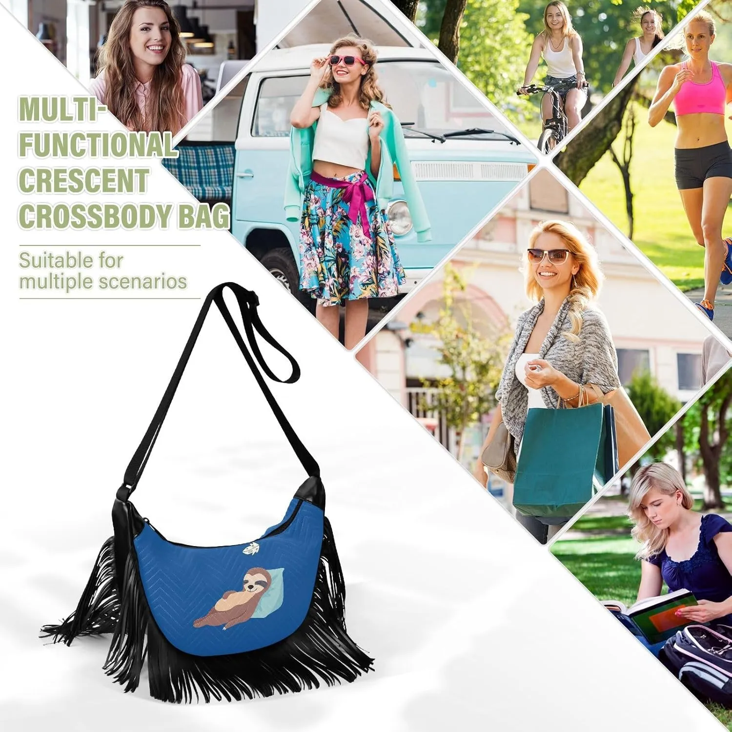 Women's PU Leather Chain Cross Body Bag, Shoulder Handbag Purse with Tassel for Ladies