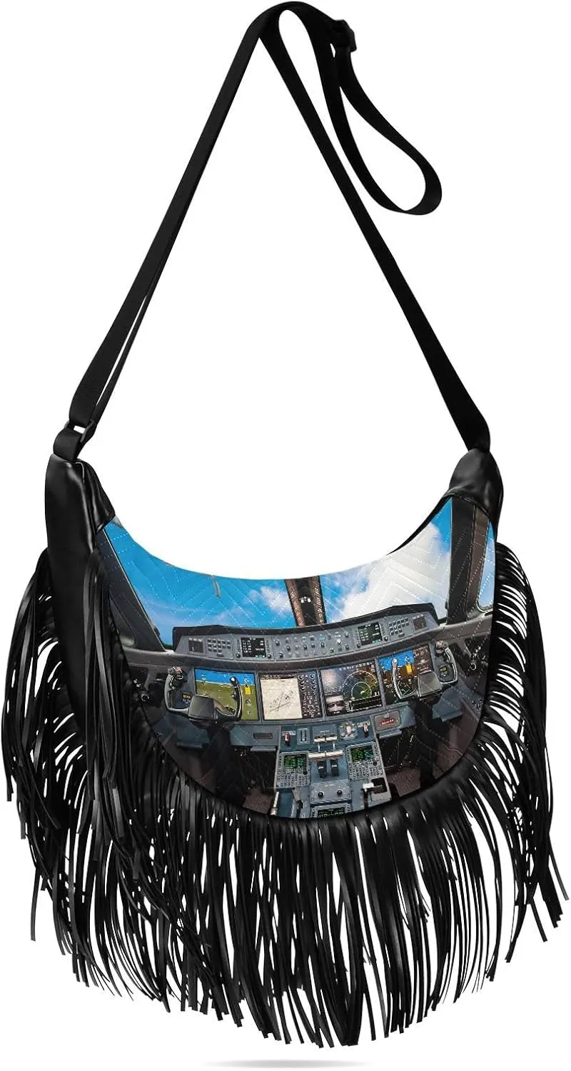 Women's PU Leather Chain Cross Body Bag, Shoulder Handbag Purse with Tassel for Ladies