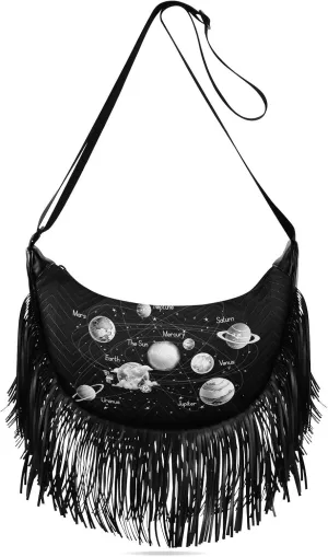 Women's PU Leather Chain Cross Body Bag, Shoulder Handbag Purse with Tassel for Ladies