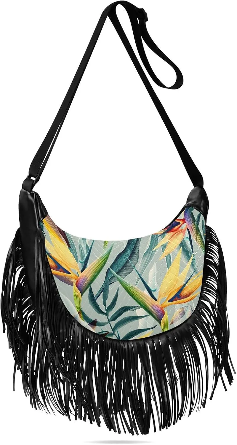 Women's PU Leather Chain Cross Body Bag, Shoulder Handbag Purse with Tassel for Ladies