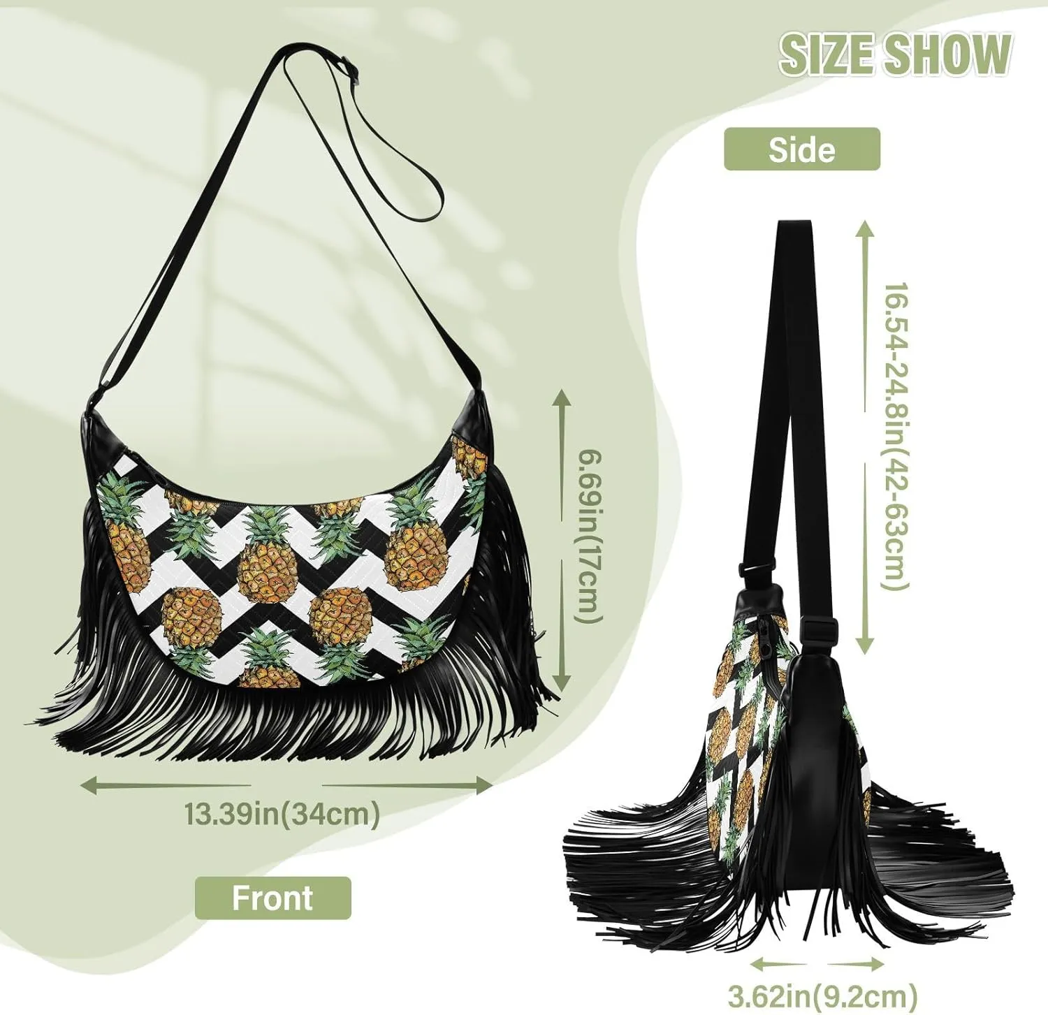 Women's PU Leather Chain Cross Body Bag, Shoulder Handbag Purse with Tassel for Ladies