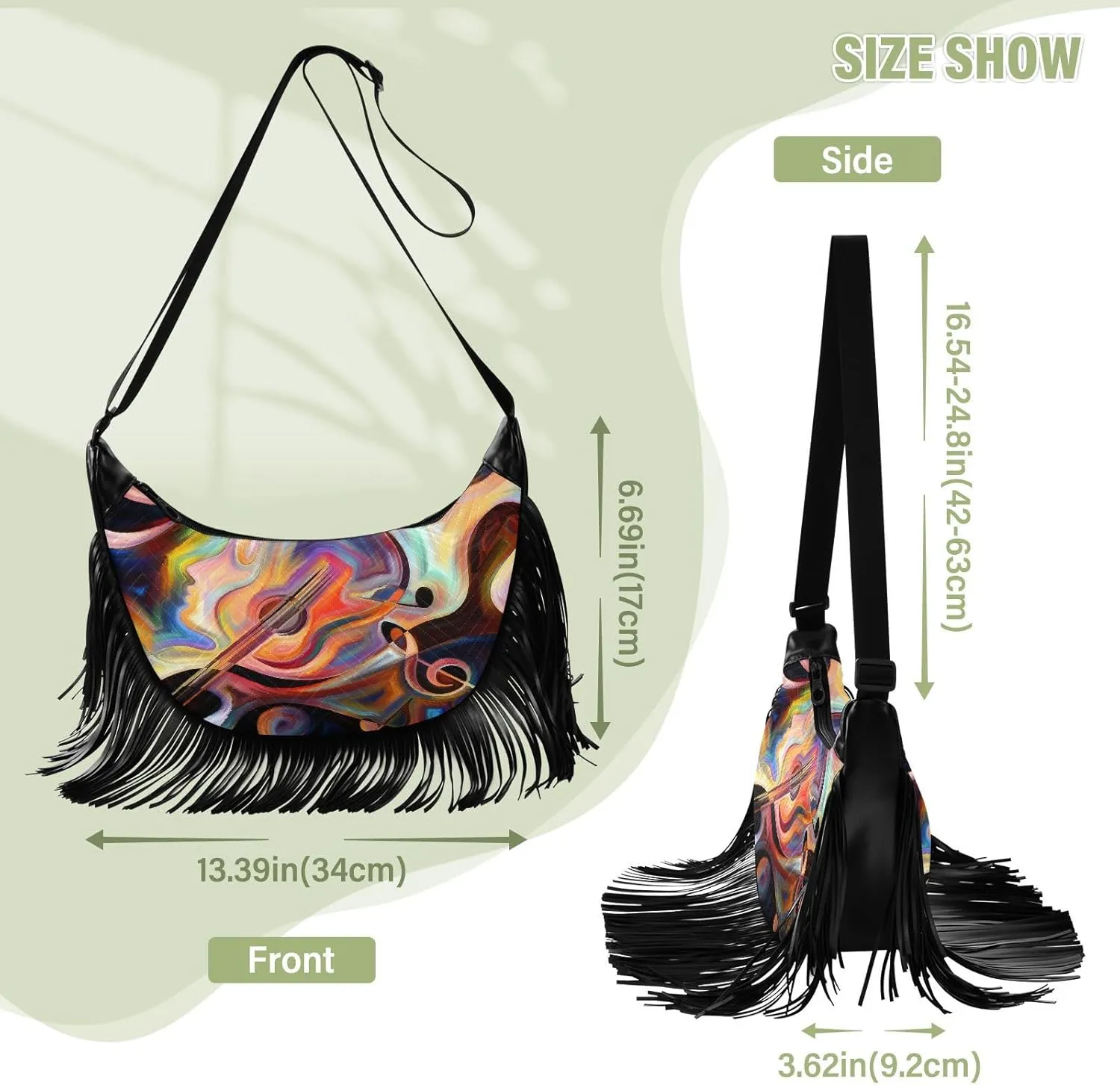 Women's PU Leather Chain Cross Body Bag, Shoulder Handbag Purse with Tassel for Ladies