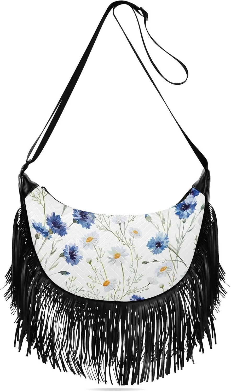 Women's PU Leather Chain Cross Body Bag, Shoulder Handbag Purse with Tassel for Ladies
