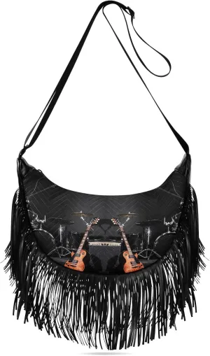 Women's PU Leather Chain Cross Body Bag, Shoulder Handbag Purse with Tassel for Ladies