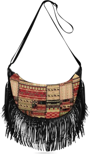 Women's PU Leather Chain Cross Body Bag, Shoulder Handbag Purse with Tassel for Ladies