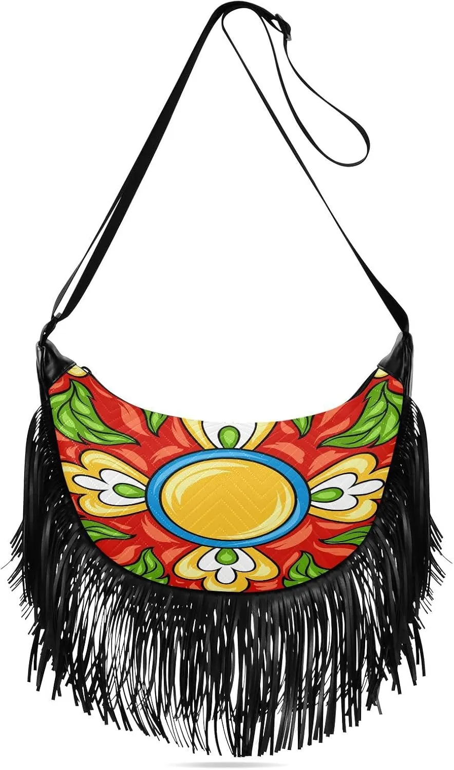 Women's PU Leather Chain Cross Body Bag, Shoulder Handbag Purse with Tassel for Ladies