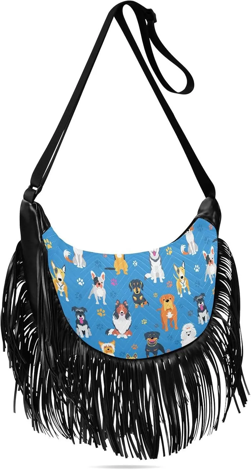 Women's PU Leather Chain Cross Body Bag, Shoulder Handbag Purse with Tassel for Ladies