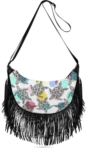 Women's PU Leather Chain Cross Body Bag, Shoulder Handbag Purse with Tassel for Ladies