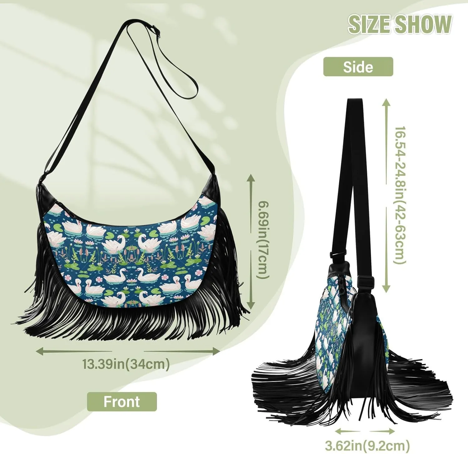 Women's PU Leather Chain Cross Body Bag, Shoulder Handbag Purse with Tassel for Ladies