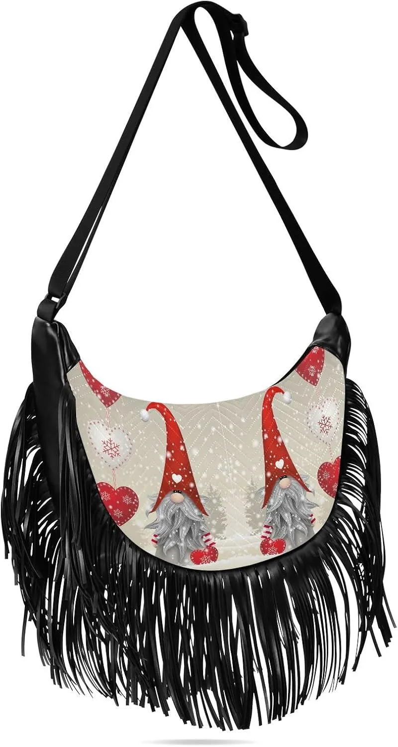 Women's PU Leather Chain Cross Body Bag, Shoulder Handbag Purse with Tassel for Ladies