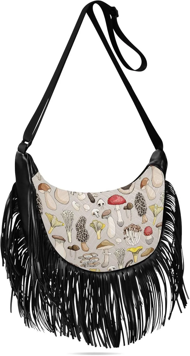 Women's PU Leather Chain Cross Body Bag, Shoulder Handbag Purse with Tassel for Ladies