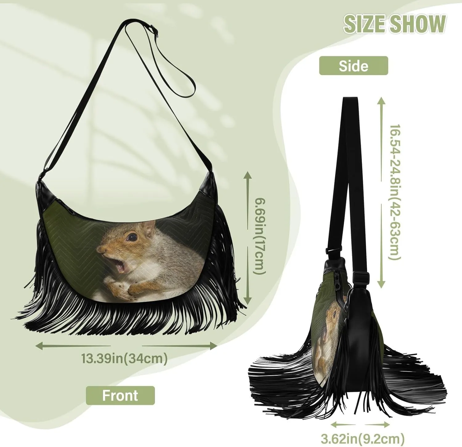 Women's PU Leather Chain Cross Body Bag, Shoulder Handbag Purse with Tassel for Ladies
