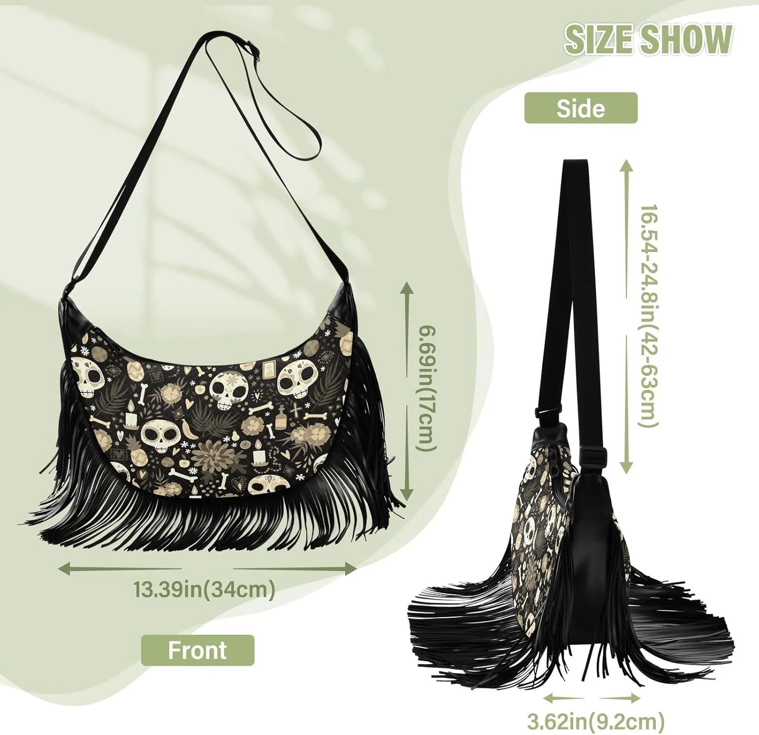 Women's PU Leather Chain Cross Body Bag, Shoulder Handbag Purse with Tassel for Ladies