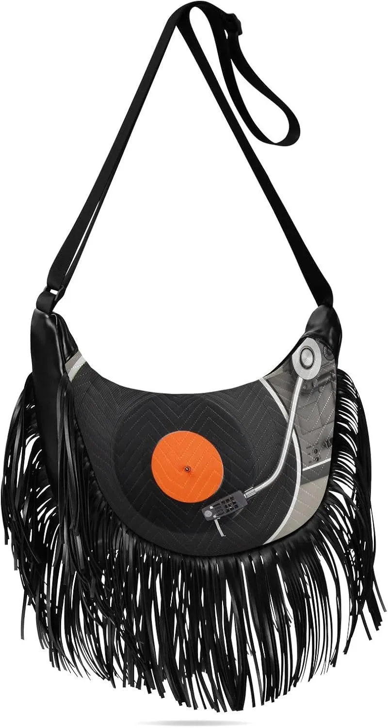 Women's PU Leather Chain Cross Body Bag, Shoulder Handbag Purse with Tassel for Ladies