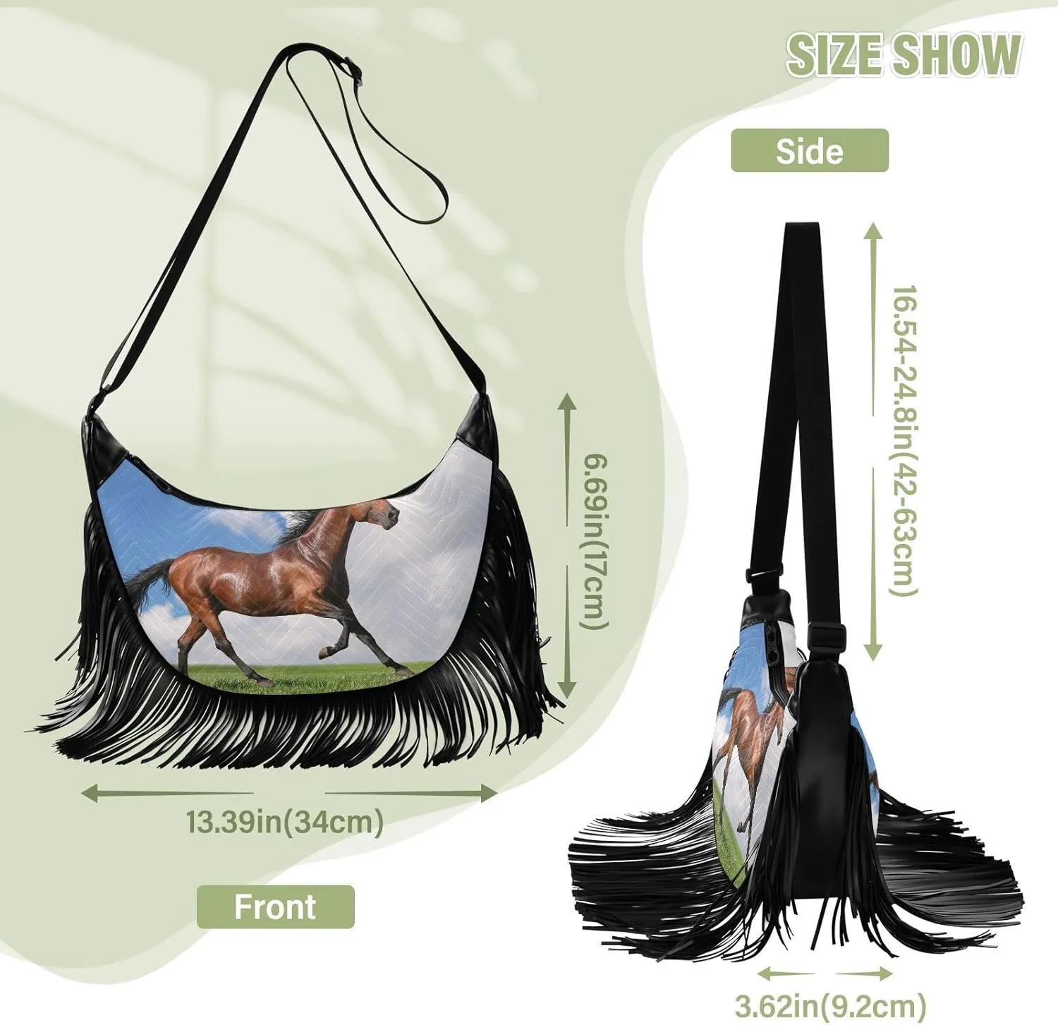 Women's PU Leather Chain Cross Body Bag, Shoulder Handbag Purse with Tassel for Ladies