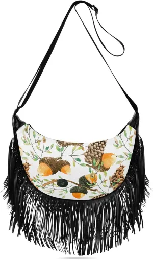 Women's PU Leather Chain Cross Body Bag, Shoulder Handbag Purse with Tassel for Ladies