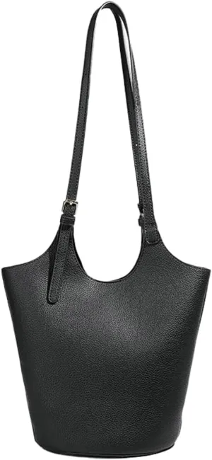 Womens PU Leather Shoulder Bag Large Bucket Tote Purse Handbag Casual Top Handle Satchel 2pcs with Adjustable Strap