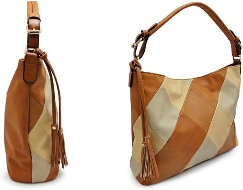 Women's PU Leather Tote Bag Retro Large Shoulder Crossbody Bag Checkered Handbag Top Handle Purse Satchel