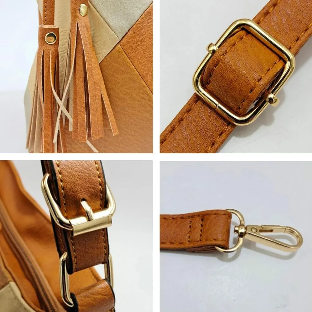 Women's PU Leather Tote Bag Retro Large Shoulder Crossbody Bag Checkered Handbag Top Handle Purse Satchel