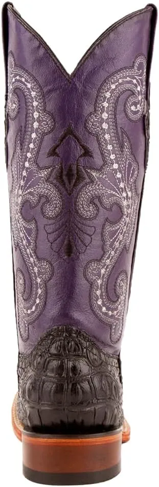 Womens Rancher Embroidered Square Toe Dress Boots Mid Calf Low Heel 1-2" - Purple