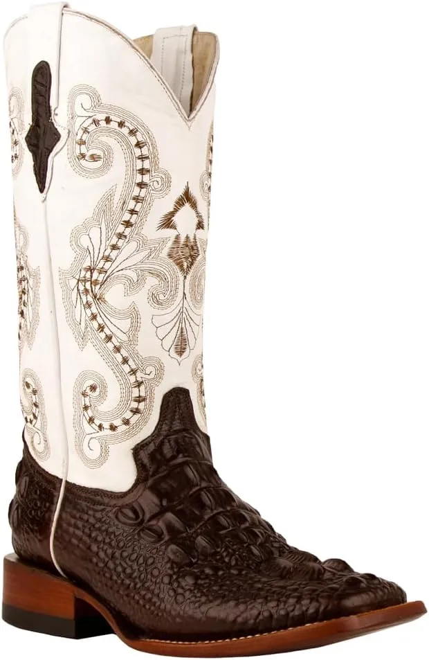 Womens Rancher Embroidered Square Toe Dress Boots Mid Calf Low Heel 1-2" - Purple