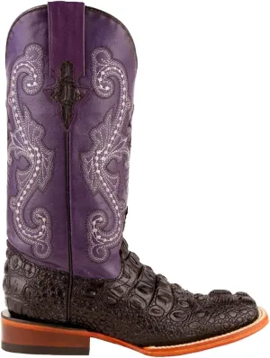 Womens Rancher Embroidered Square Toe Dress Boots Mid Calf Low Heel 1-2" - Purple