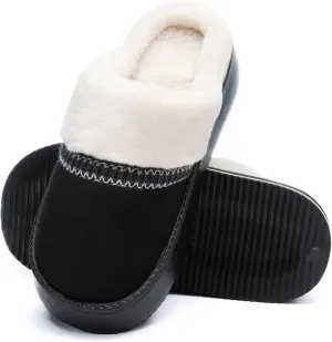 Womens Slippers for Women Cozy Memory Foam House Slippers Winter Warm Comfy Furry Shoes for Indoor Outdoor Suede Platform with Anti-Skid Sole