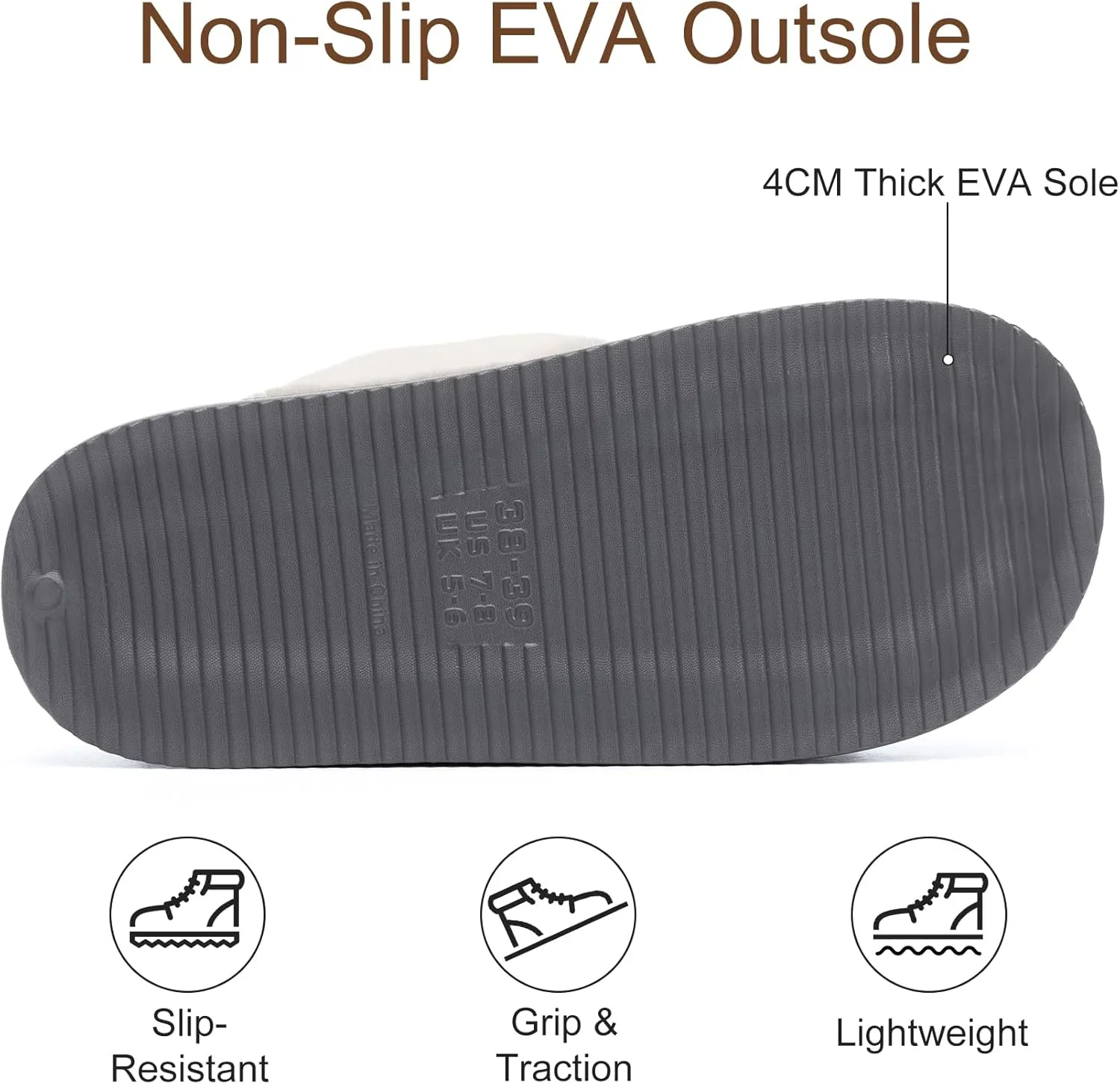 Womens Slippers for Women Cozy Memory Foam House Slippers Winter Warm Comfy Furry Shoes for Indoor Outdoor Suede Platform with Anti-Skid Sole
