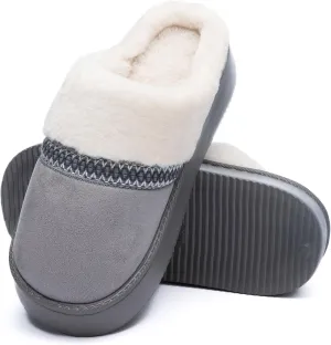 Womens Slippers for Women Cozy Memory Foam House Slippers Winter Warm Comfy Furry Shoes for Indoor Outdoor Suede Platform with Anti-Skid Sole