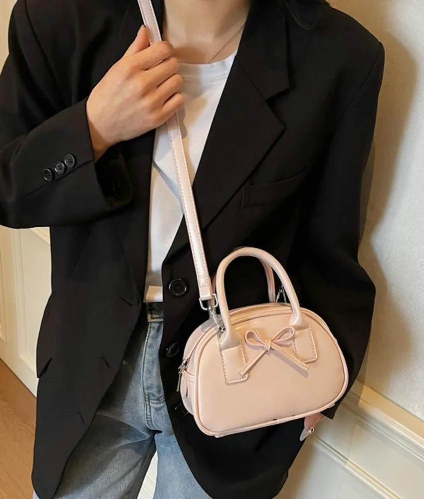 Women’s Small Shoulder Handbag Cute Bow-tie Boston Crossbody Bag Soft PU Leather Hobo Bag Stylish Purse 2025