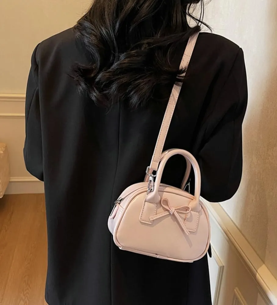 Women’s Small Shoulder Handbag Cute Bow-tie Boston Crossbody Bag Soft PU Leather Hobo Bag Stylish Purse 2025