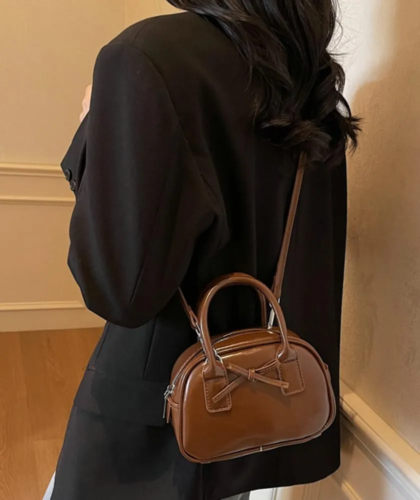 Women’s Small Shoulder Handbag Cute Bow-tie Boston Crossbody Bag Soft PU Leather Hobo Bag Stylish Purse 2025
