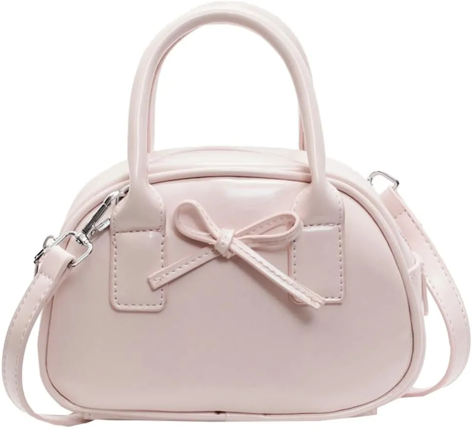 Women’s Small Shoulder Handbag Cute Bow-tie Boston Crossbody Bag Soft PU Leather Hobo Bag Stylish Purse 2025