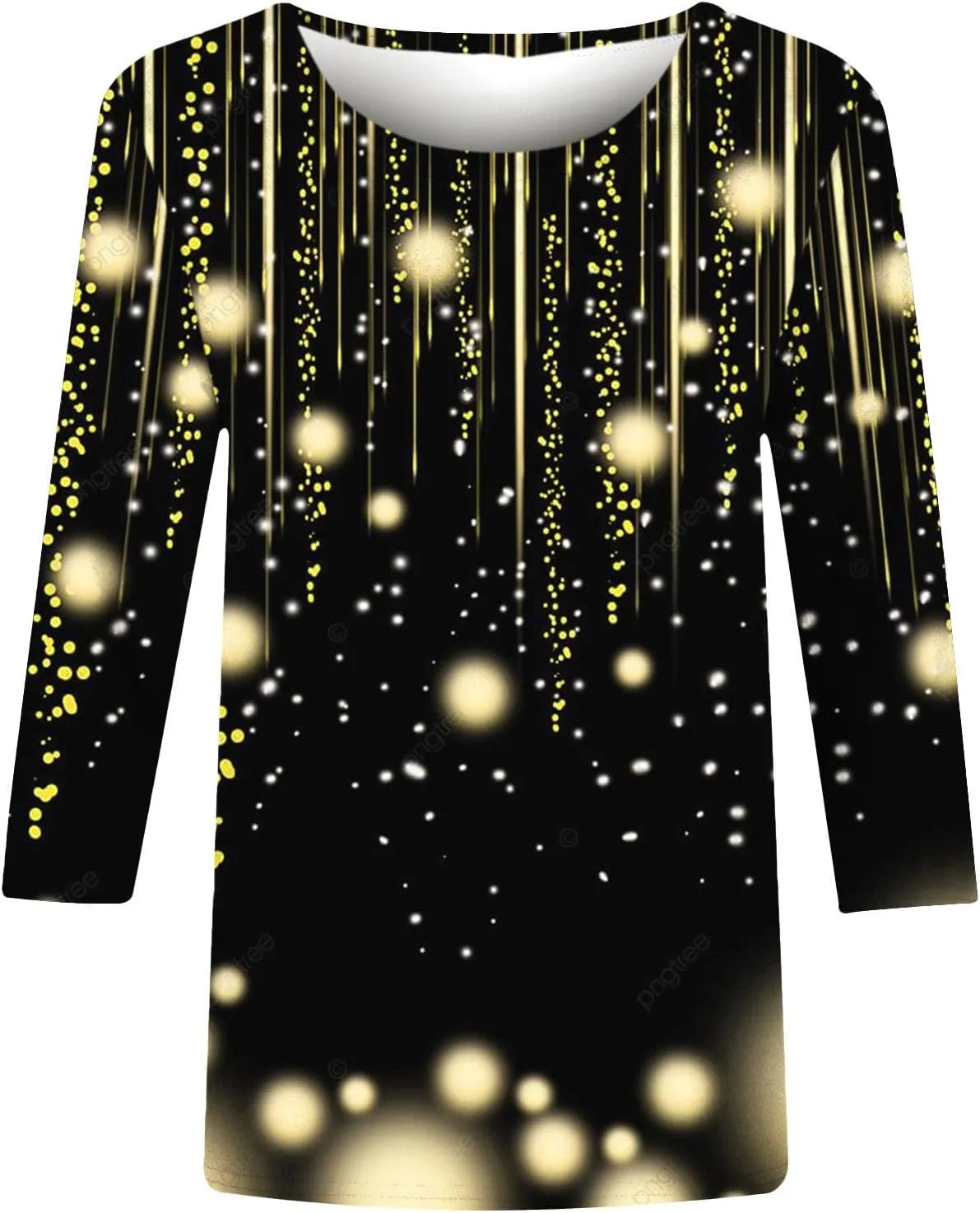 Womens Sparkly Tops and Blouses 3/4 Sleeve Loose Fit Sequin Shirts Casual Crewneck Tees Trendy Outfits Clothing 2024