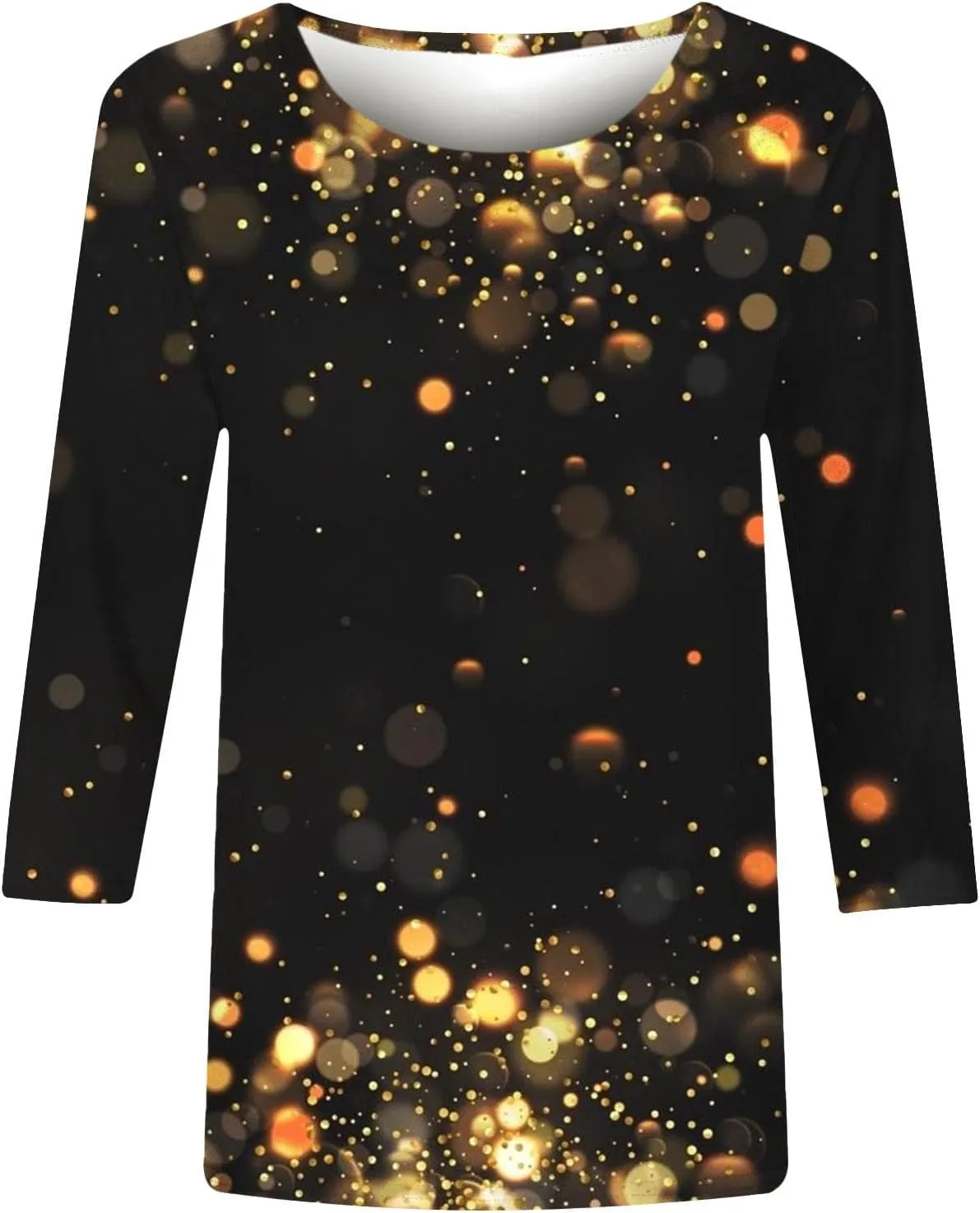 Womens Sparkly Tops and Blouses 3/4 Sleeve Loose Fit Sequin Shirts Casual Crewneck Tees Trendy Outfits Clothing 2024