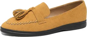 Women's Suede Tassel Slip on Flats Loafers,Comfortable Slip On Soft Sole Penny Loafers Fashion Driving Work Walking Flat Shoes