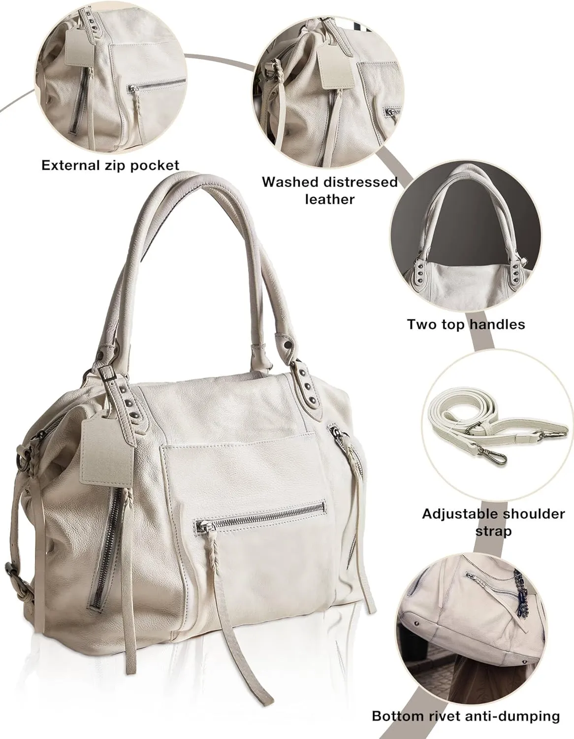 Women's Tote Bag Free Tote Bag People with Zipper Large Women Leather Handbags with Adjustable Strap